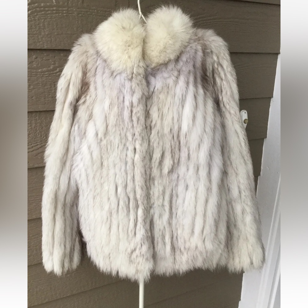 Vintage SAGA FOX silver fox real fur coat, size M,